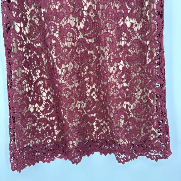 Altar'd State Burgundy Lace Overlay Dress, Sz Large, Choker Funeral Wedding - Picture 4 of 10